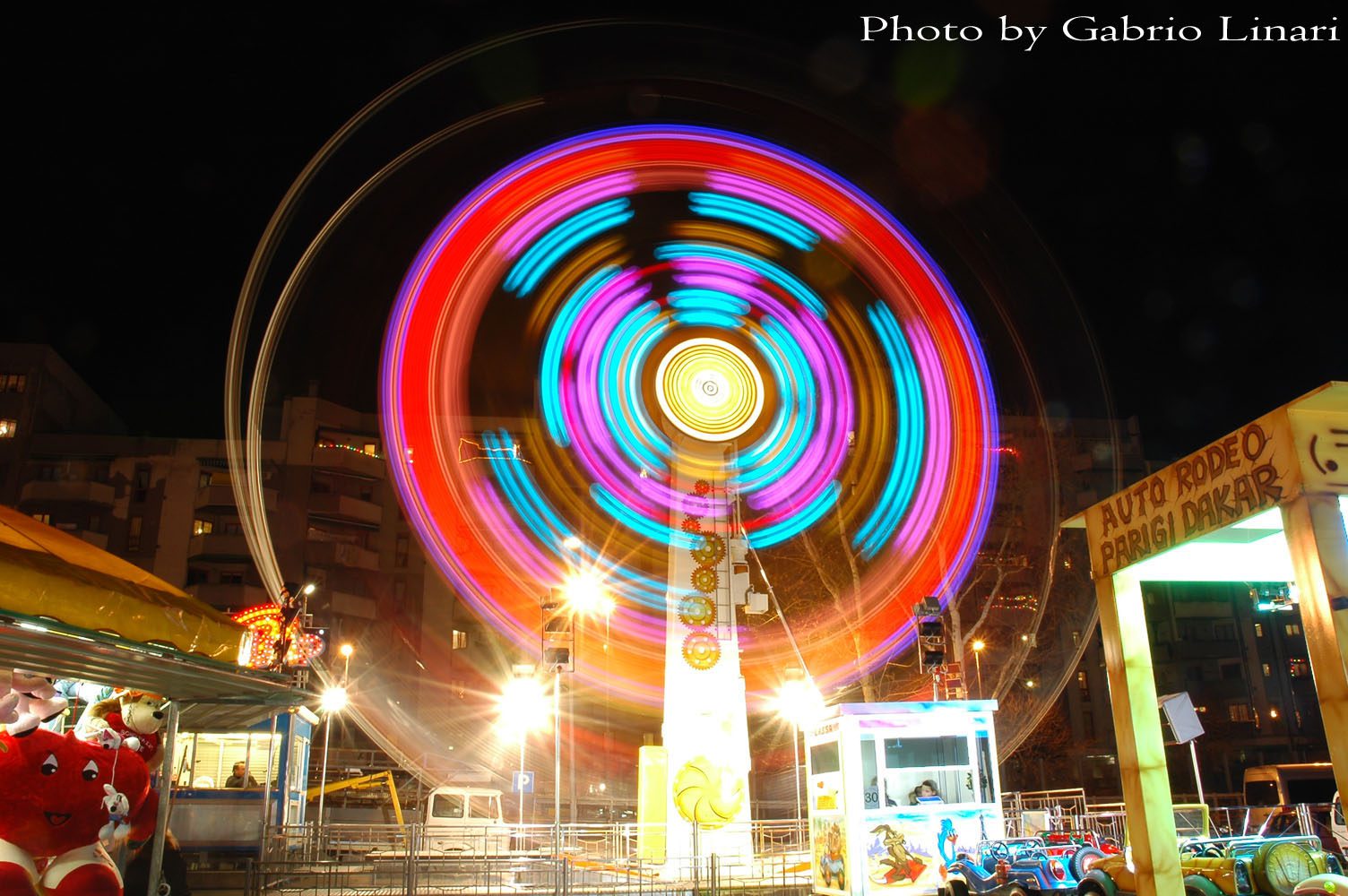 Ferris wheel at luna park in Trieste at night