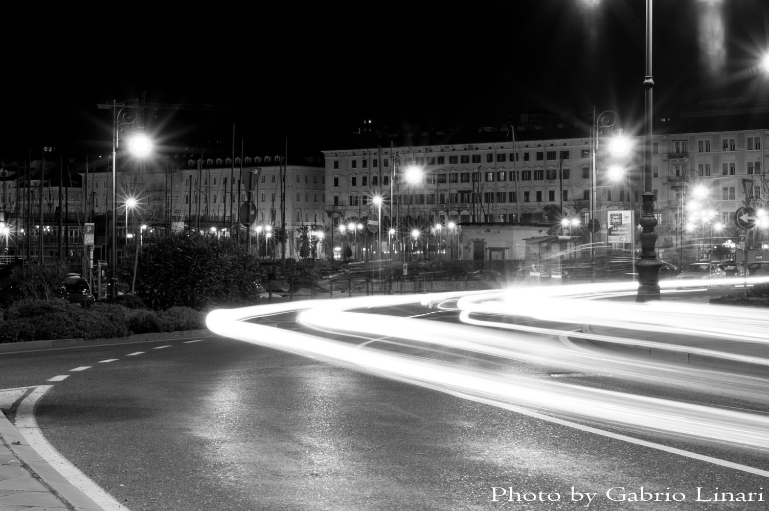 Night curve in black and white