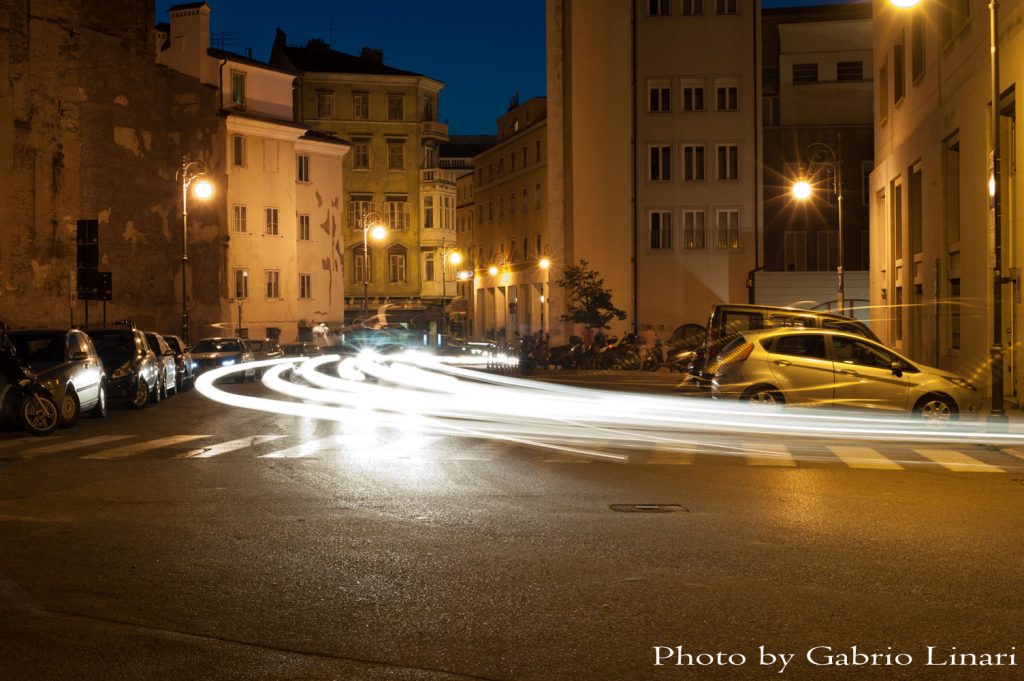 Night picture in Trieste near Roman Theatre